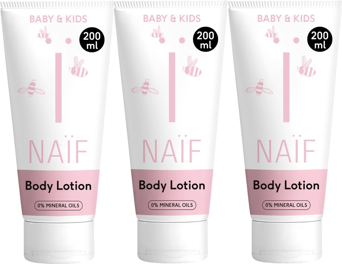 Goedkoopste Naïf - Verzachtende Bodylotion Voordeelset - Baby's & Kinderen - met Natuurlijke Ingrediënten - 3x200ml