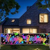 Neon Verjaardag Banner / Spandoek - UV Blacklight - 1.5 Meter - Happy Birthday - Versiering