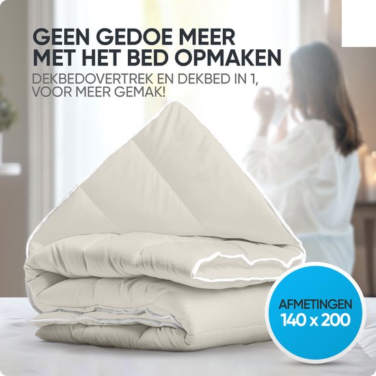 Sleeptime 2 in 1 Dekbed - Dekbedovertrek zonder Overtrek - Wasbaar - 140x200 - Creme