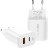 DISEV USB C Adapter oplader USB stekker - Telefoon oplader - Snellader - USB A & USB C - Geschikt voor Apple iPhone - Geschikt voor Samsung