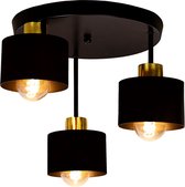 Plafonnier 3 volets noir - Or | métal | 3x raccord E27 | Ø30cm