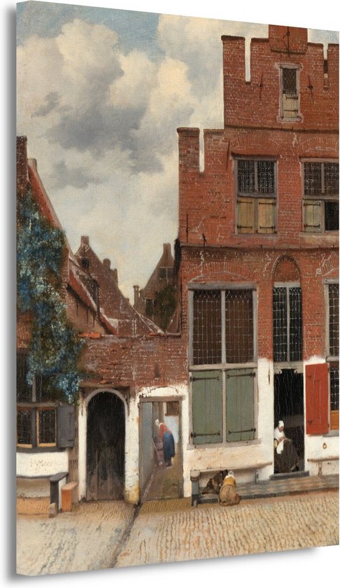 Het Straatje - Johannes Vermeer schilderijen - Oude meesters portret - Schilderij op canvas Architectuur - Muurdecoratie kinderkamer - Canvas schilderijen woonkamer - Kunstwerken schilderij 60x90 cm