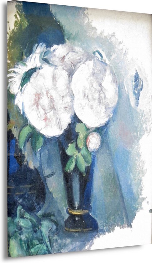 Bloemen in een blauwe vaas - Paul Cézanne portret - Stilleven portret - Schilderij op canvas Natuur - Muurdecoratie klassiek - Canvas schilderijen - Decoratie muur 40x60 cm
