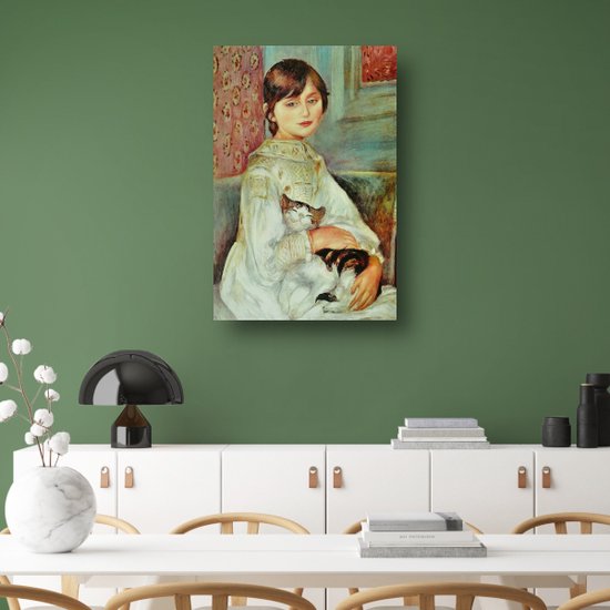 Julie Manet avec chat - Portrait de Pierre-Auguste Renoir - Portrait de fille - Peintures sur toile Portrait - Tableaux ruraux - Peintures sur toile - Art mural 75x100 cm