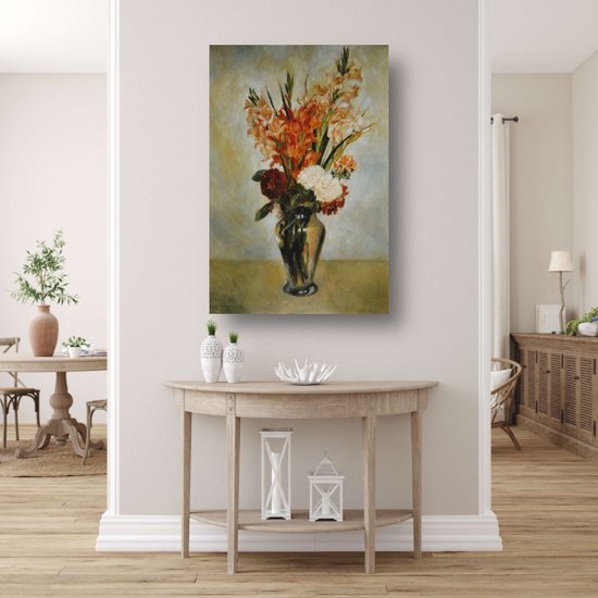 Gladiolen - Pierre-Auguste Renoir wanddecoratie - Bloemen schilderij - Schilderij op canvas Natuur - Schilderijen op canvas industrieel - Schilderijen canvas - Slaapkamer decoratie 40x60 cm