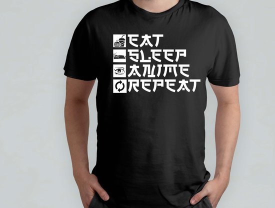 Eat Sleep Anime Repeat - T Shirt - Anime - AnimeLove - OtakuLife - AnimeGirl - AnimeLiefde - OtakuLeven - AnimeVerslaafd - AnimeMeisje