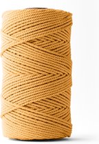 Ledent macramé touw (3mm, 120M), dubbel getwist - 100% geregenereerd katoenkoord - Macramé touw in het mosterdgeel om mee te knutselen.