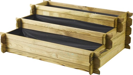 Décorations de jardin | Jardinière à 3 étages | Jardinières | Bois de pin imprégné | Avec du tissu de carotte |