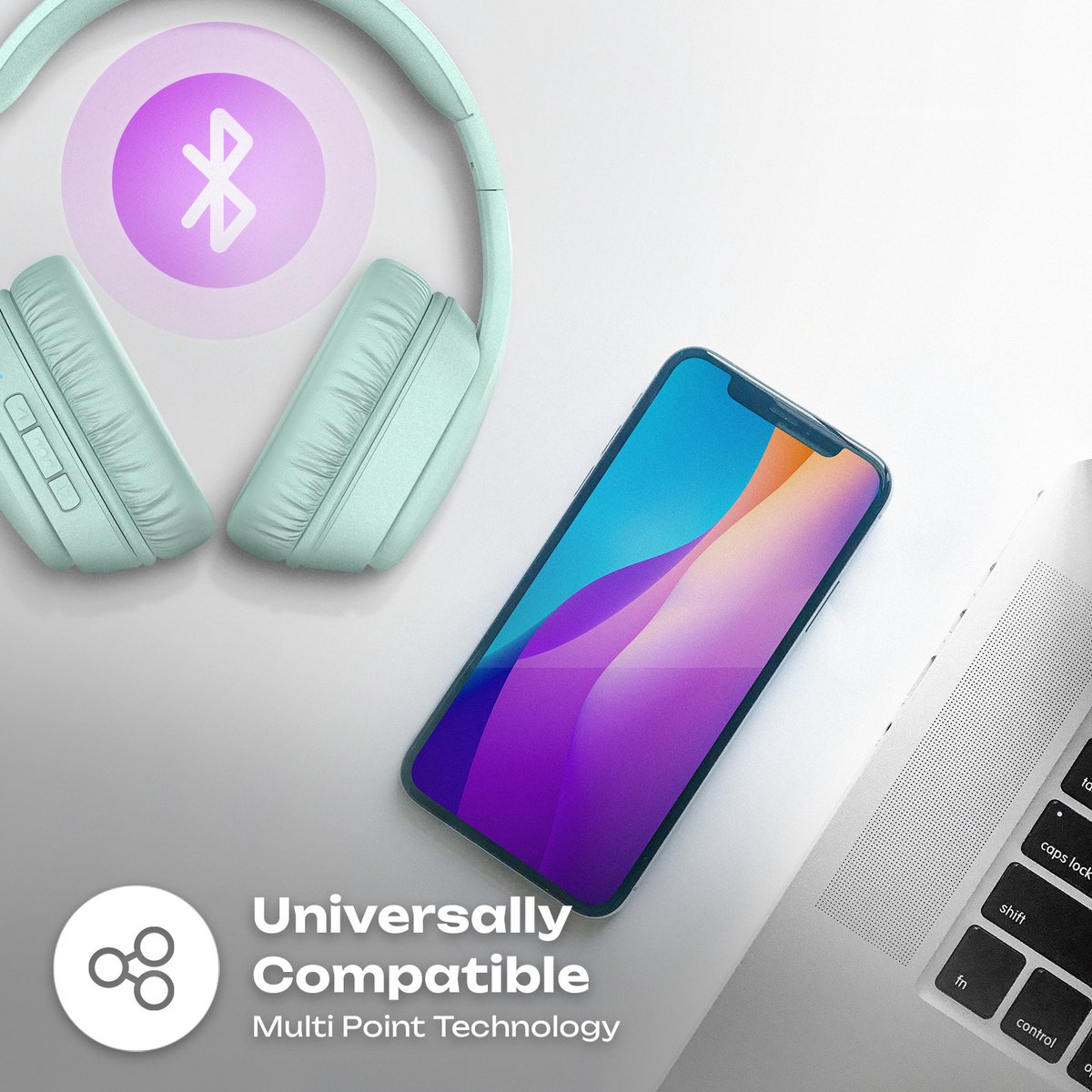 PowerLocus P7 Draadloze Over-Ear Koptelefoon Inklapbaar Mint - afbeelding 3