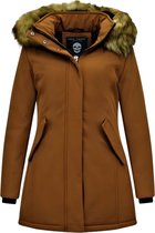 MATOGLA Manteau d'hiver pour femme avec col en imitation fourrure - Coupe slim - Marron