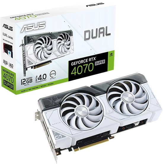 ASUS Dual GeForce RTX 4070 SUPER White Edition 12GB GDDR6X Grafische kaart