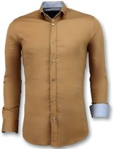 Italiaanse Blanco Overhemden Heren - Slim Fit - 3033 - Bruin
