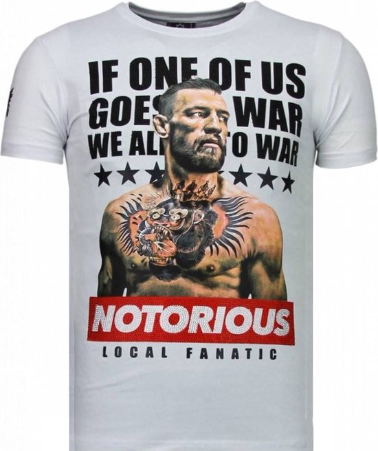 Conor Notorious Legend - Rhinestone T-shirt - Wit