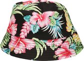 Toppers - Funny Fashion Verkleed hoedje Tropical Hawaii party - Summer print - zwart - volwassenen - Carnaval - bucket hat