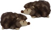 Pia Soft Toys Knuffeldier Egel - 2x - zachte pluche stof - bruin - kwaliteit knuffels - 15 cm - Egels