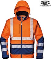 SIR SAFETY STARMAX Hi Vis Reflecterend Softshell Werkjas HEREN Veiligheidsjas Oranje Blauw - Winddicht - Afneembare Capuchon - Reflecterende Band