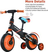 Loopfiets kinderen - Loopfiets jongen - Beginner Peuter Training Fiets - Voor Jongens en Meisjes - 2 tot 5 jaar - 4-In-1 Kinder Loopfiets - fiets met pedalen en zijwieltjes - Oranje