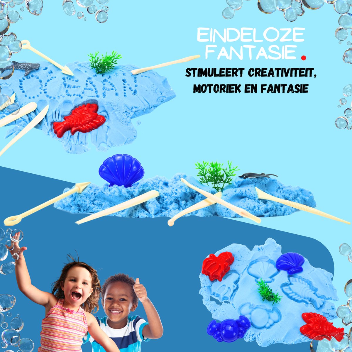 Sand Mania® kinetisch zand - Oceaan editie - 500 G Blauw – Sensorisch Speelzand met Vormpjes — afbeelding 7