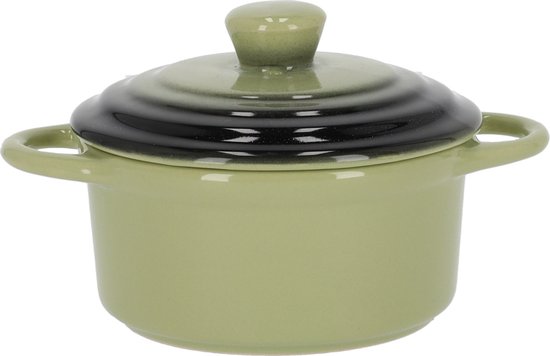 JENS Living mini ovenpan keramiek - Braadpan klein - 17 x 12 x 9.5 cm - Vaatwasserbestendigd - Groen