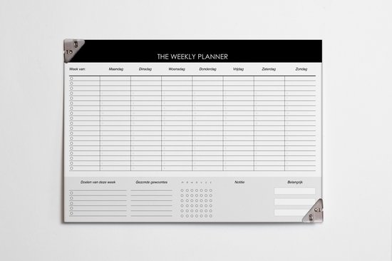 Wekelijkse Planner - Bureauonderlegger - Bureauplanner - planner - Weekkalender - kalender - Met hoekklemmen - enkelzijdig op 120 gms papier - 52 vellen ecopapier