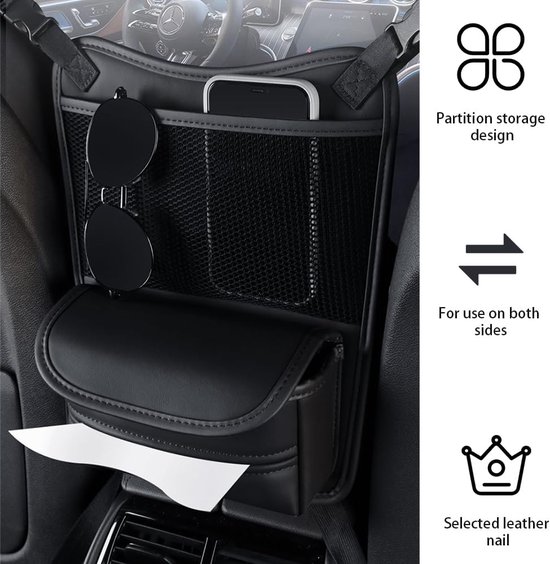Auto-opbergtas, handtashouder voor de auto tussen de stoelen, PU
