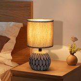 Tafellamp - Keramiek - Lamp met bruine kap en bruine voetstuk - H26 cm - Met snoer 1.3 m - E14 fitting - Lampen niet inbegrepen