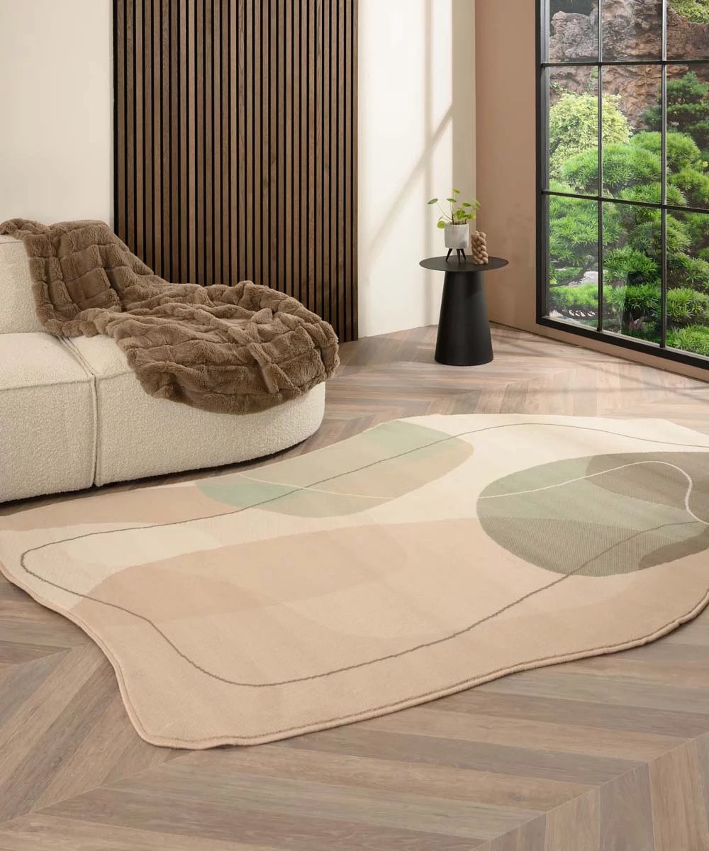 Organisch vloerkleed - Ease Stone zachtgroen 200x300 cm