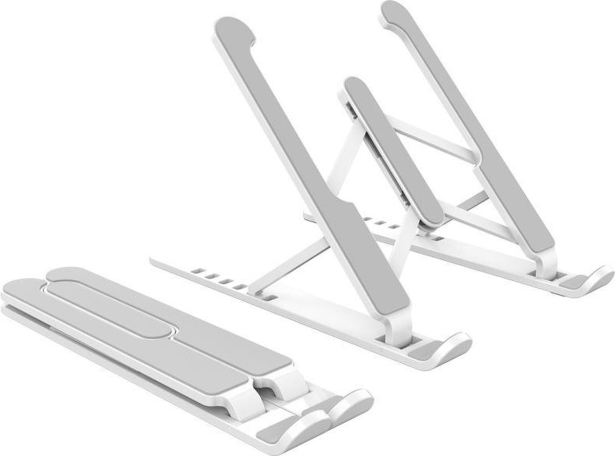 CHPN - Lapotopstandaard - Verstelbare standaard voor laptop - Kunststof/Aluminium - Wit/Zilver - Handige stellage voor jouw laptop - Universeel
