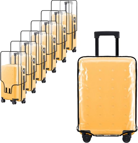 Koffer-afdekkingen, reiskoffer, beschermhoes, bagagecover, transparant, beschermhoes, waterdicht, wasbaar, krasbescherming, zwarte grens, zwart