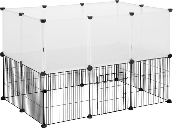 Dierenren - Kattenren - Hondenren Buiten - Konijnenhok voor Binnen - Konijnenren - Kippenren - Ren - Dierenverblijf Buiten - 107 x 72 x 72 cm - Wit