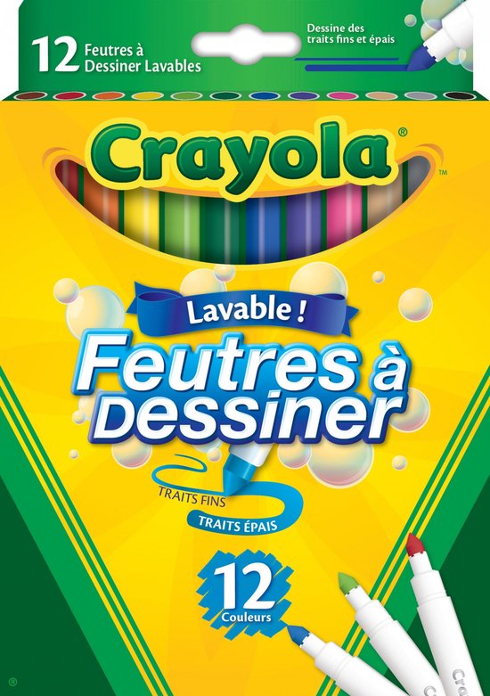 Crayola Feutres à Dessiner lavables, 12 stuks.