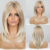 Perruques blondes longues pour femmes perruque de Cheveux synthétiques avec frange - Coiffure Trendy