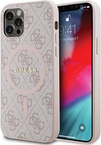 Guess 4G Back Case (MagSafe Compatible) - Geschikt voor Apple iPhone 12/12 Pro (6.1") - Roze