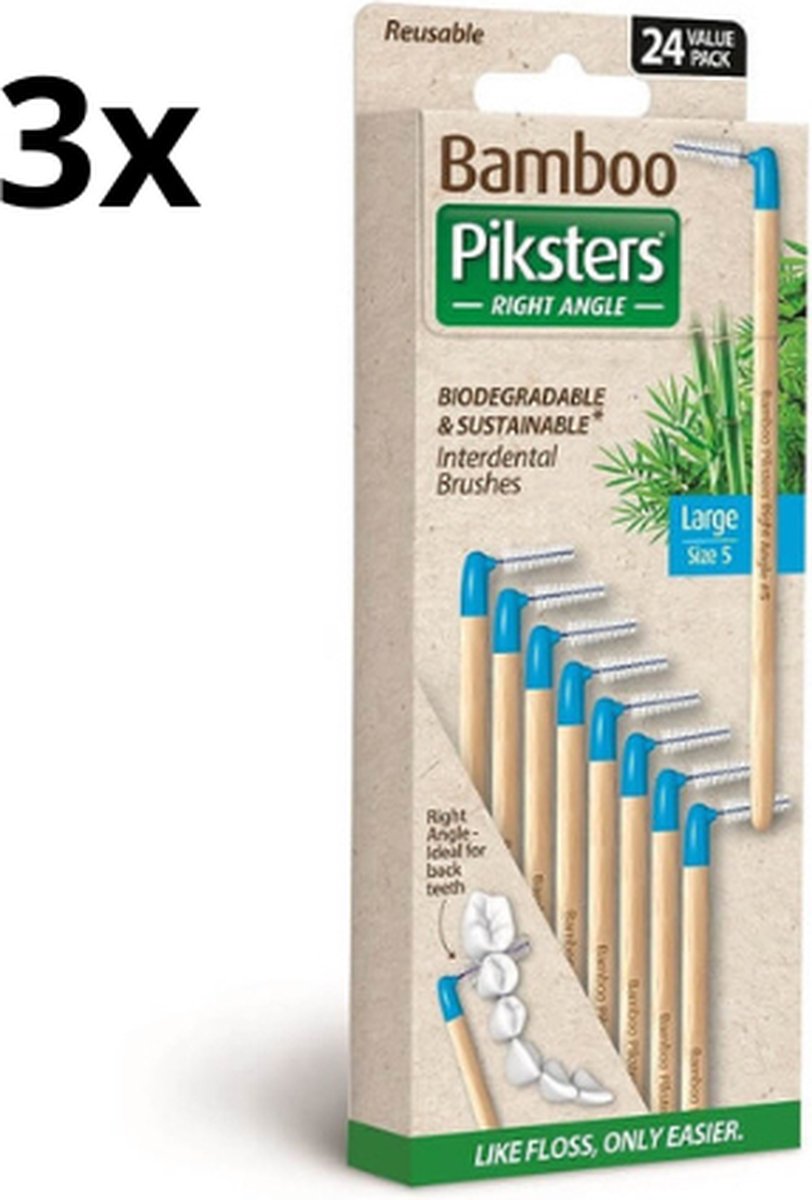 Goedkoopste 3x Piksters Bamboe Ragers Hoek - Maat 5 - Blauw - 24 stuks