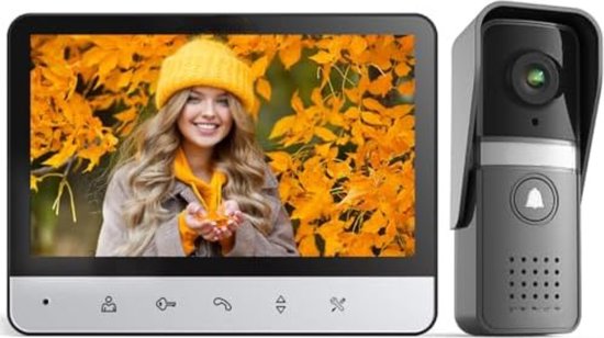 Videofoon, 4,3 inch video-intercom, deurbel, draadloze deurbelcamera met monitor, menselijke detectie, bidirectionele audio, nachtzichtfunctie 64 G geheugenkaart (B