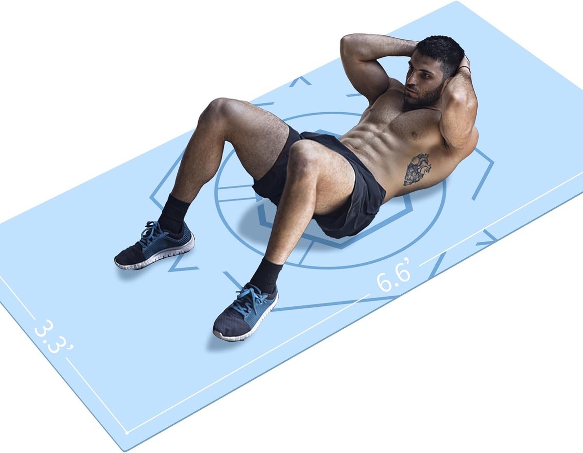 Yogamat Extra maat TPE Oefenmat voor heren Antislipmat voor training, fitness, gym, pilates, sit-ups, stretchen met draagtas voor riem (200 cm x 100 cm x 6 mm)