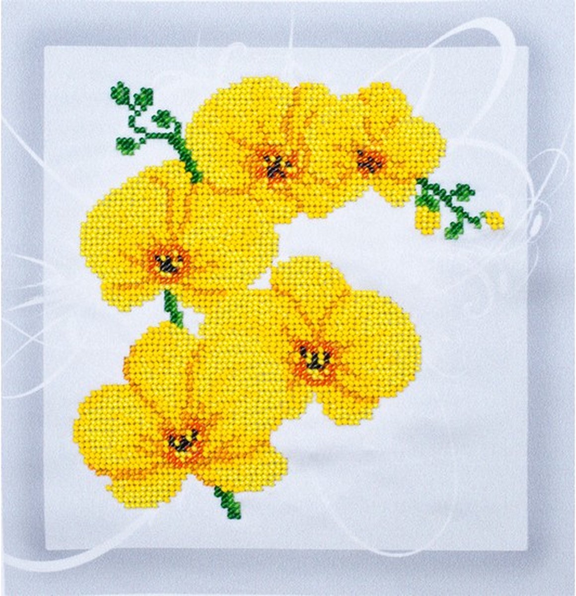 BORDUURPAKKET met parels - Orchid - Gele Orchidee - 0993 - VDV - borduren met kralen