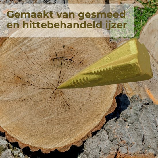 Houtklover Metaal - Houtsplijter - Splijtwig - Houtsplitter Kloofwig - Goud van Relaxdays — afbeelding 4