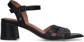 No Stress - Dames - Zwarte leren sandalen met hak - Maat 39