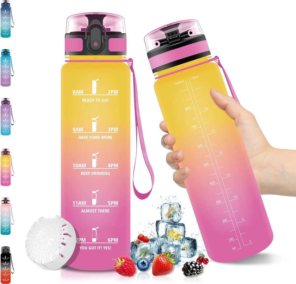 Gourde De Sport, 500 Ml/1 L/1,5 L Sans BPA Tritan, Bouteille D'eau En Plastique