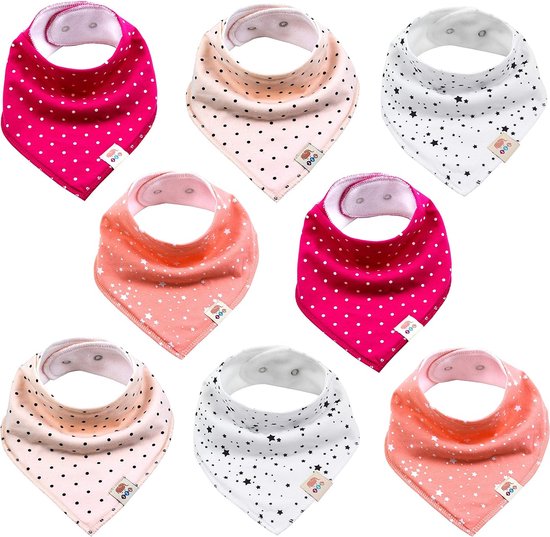Baby driehoekige sjaal 8 stuks halsdoek schattige uniseks van katoen met verstelbare drukknopen spuugdoek slabbetjes voor kleine kinderen jongens en meisjes