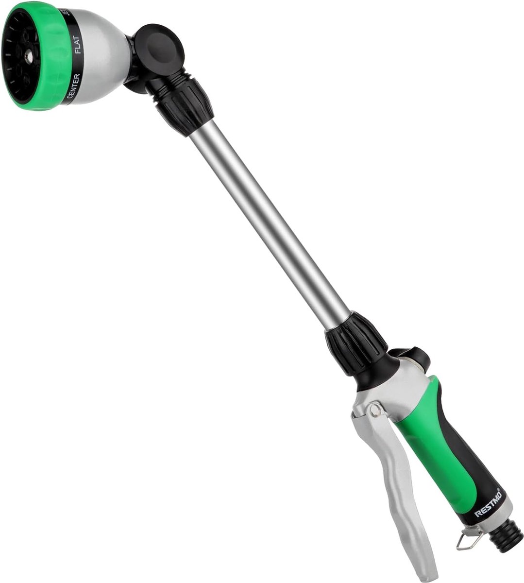 16 inch metalen gieter, tuindouche metaal heavy duty met 180° draaibare kop, 7 spuitpatronen, stroomregeling, ideaal voor het besproeien van hangende manden en struiken, groen