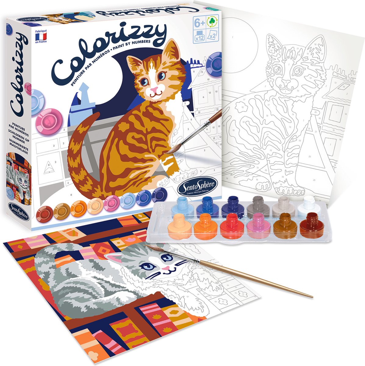 Sentosphère schilderen op nummer katten - creatieve set voor kinderen.