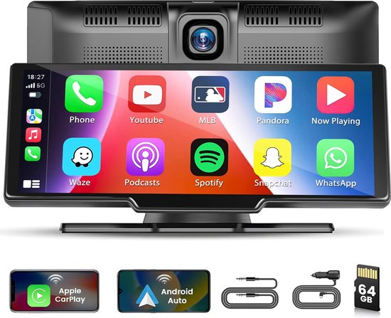 inch autoradio met draadloze CarPlay Android Auto, IPS-touchscreen voor in de auto