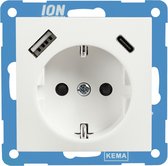 ION | Wandcontactdoos RA | met USB en USB-C | Aplin wit - E1 Serie