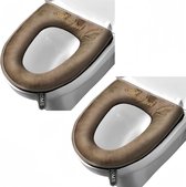 2 stuks dikkere badkamer toiletbrilhoezen met handvat toiletdeksel hoes kussen zacht dikker wasbaar past op alle ovale toiletbrillen grijs