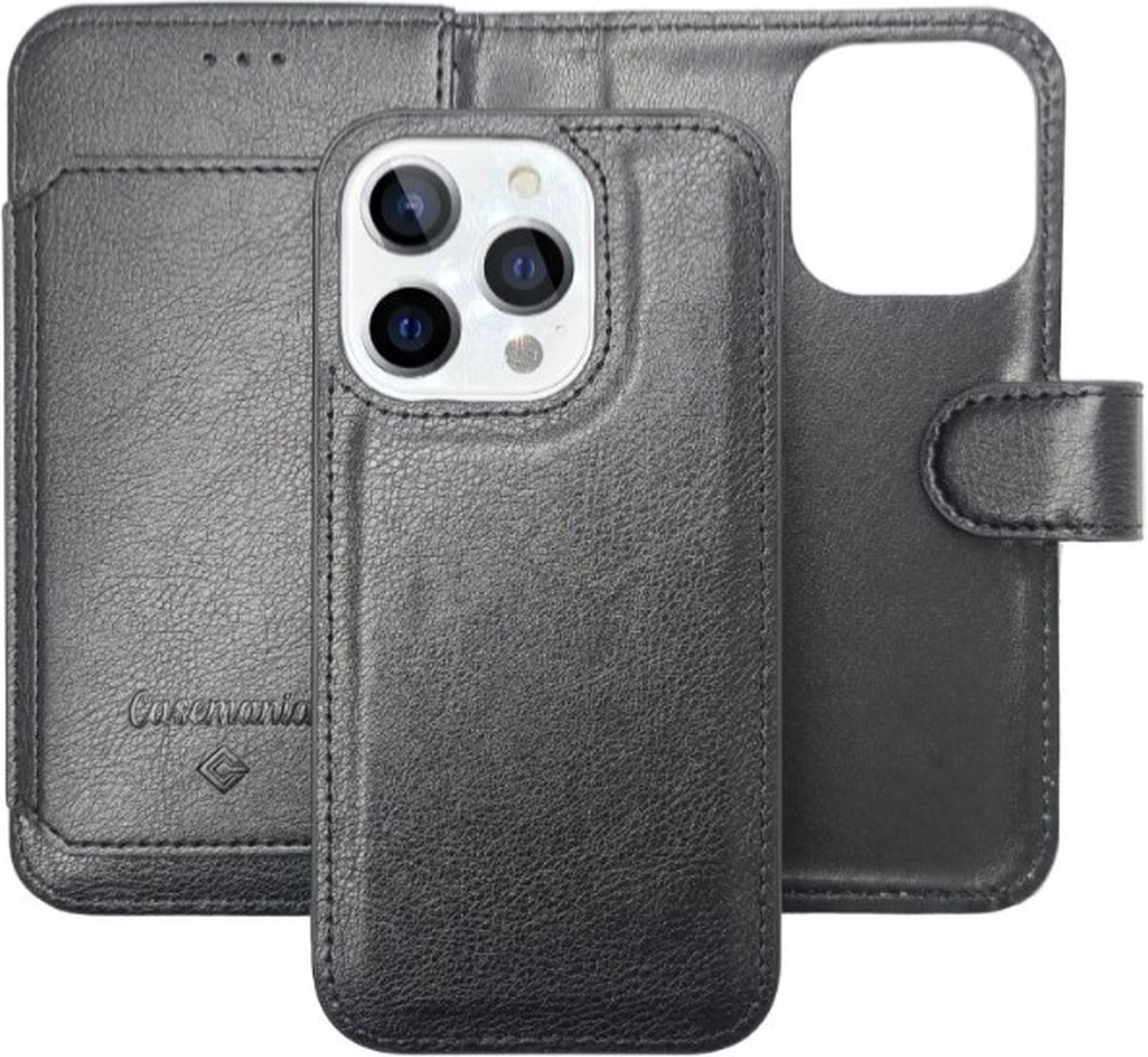 Casemania - iPhone 14 Pro Max - Bookcase incl. Pasjeshouder - Zwart