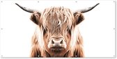 Schuttingposter Schotse hooglander - Koe - Dieren - 200x100 cm - Tuindoek