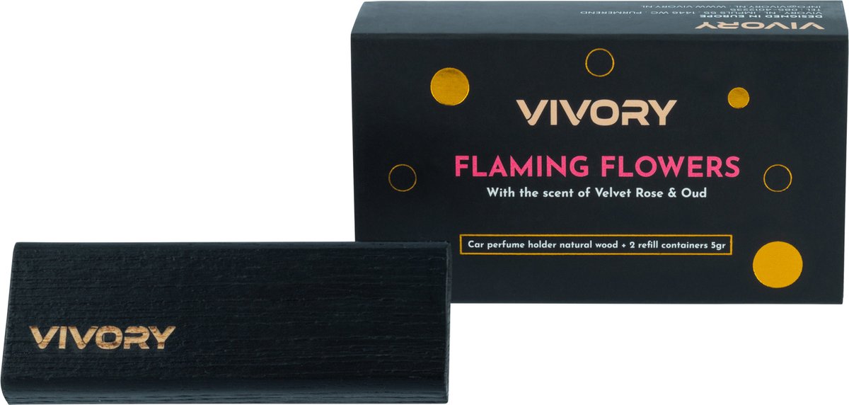 Goedkoopste Vivory Luxe Autoparfum - Flaming Flowers - met de zachte geur van Roses en Oudh