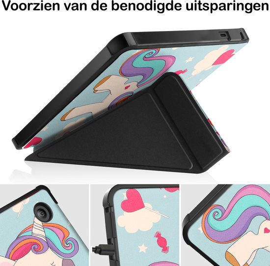 Hoesje Geschikt voor Kobo Sage Hoesje Luxe Bescherm Case Trifold Met Screenprotector - Hoes Geschikt voor Kobo Sage Hoes Book Cover - Eenhoorn van Hoesje  — afbeelding 3